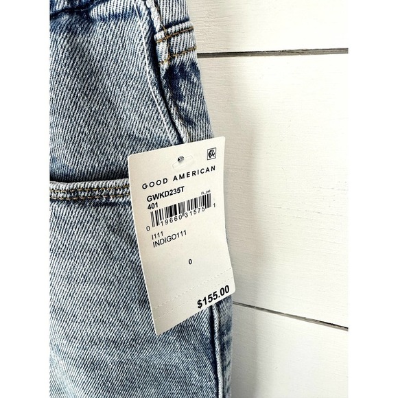 NWT Good American Distressed Knee, raw hem Jean sz 0/25 - Picture 2 of 6